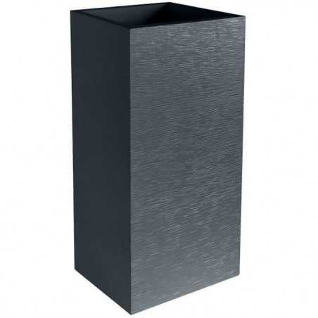 Pot de fleurs Carré Haut 40 cm - EDA - Graphit - 31 L - 39,5 x 39,5 x H. 80 cm - Gris Anthracite