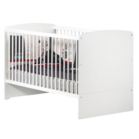 Lit évolutif - 140x70cm - Babyprice Basic - En bois blanc