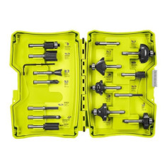 RYOBI - Coffret 15 fraises panachées queue diam. 6 mm + clé pour défonceuses R18TR-0