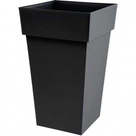 Pot de fleur haut Carré 39 cm - EDA - Toscane - 62 L - 39 x 39 x H. 65 cm - Gris Anthracite