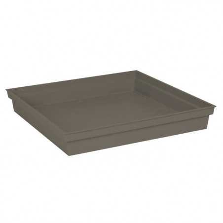 Soucoupe carrée - Toscane - EDA - Plastique - 40 cm - Intérieur / Extérieur - Taupe