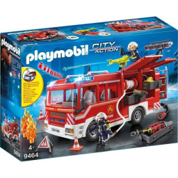 PLAYMOBIL - 9464 - City Action - Fourgon d'intervention des pompiers jaune avec canon