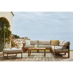 Salon de jardin en bois d'Acacia FSC - 7 personnes - Levata - Gris lin Salon de jardin en bois d'Acacia FSC - 7 personnes - Levata - Gris lin