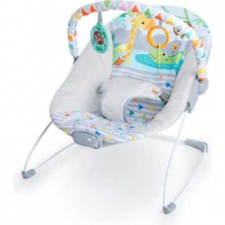 BRIGHT STARS Transat pour bébé - Safari - Arche avec jouets d'éveil amovible dont un miroir bébé, Harnais 3 points