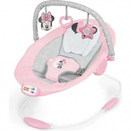 DISNEY BABY -MINNIE-Transat bébé arche avec jouets d'éveil Disney amovible, 8 Mélodies, Vibrations calmantes, Cale tete évolutif