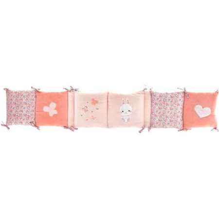 DOMIVA Tour de lit Lapinou - Microfibre 100% Polyester - Adaptable - Rose - 30 x 180 cm