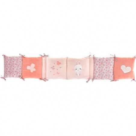 DOMIVA Tour de lit Lapinou - Microfibre 100% Polyester - Adaptable - Rose - 30 x 180 cm