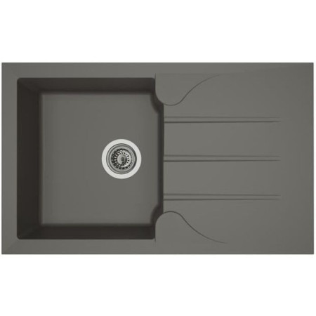 STRADOUR Evier cuisine a encastrer 1 bac + 1 égouttoir Aloa - Résine - 81 x 50 cm - Gris béton