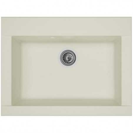 STRADOUR Evier cuisine a encastrer 1 bac sans égouttoir Hexo - Résine - 66 x 50 cm - Blanc