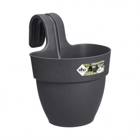 ELHO Pot de fleurs balcon Vibia Campana Easy Hanger Small - Anthracite - Balcon extérieur - L 24.1 x W 20.5 x H 26.5 cm