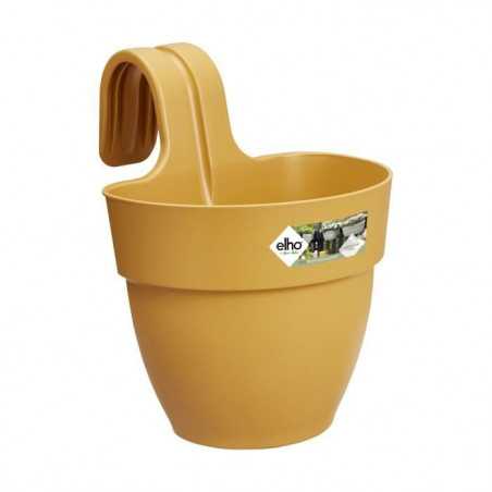 ELHO Pot de fleurs balcon Vibia Campana Easy Hanger Small - 24,1 x 20,5 x H26,5 cm - Jaune - Rond - 2,8 L
