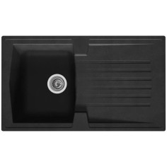 STRADOUR Evier cuisine a encastrer 1 bac + 1 égouttoir Arena - Résine - 86 x 50 cm - Noir STRADOUR Evier cuisine a encastrer 1 bac + 1 égouttoir Arena - Résine - 86 x 50 cm - Noir
