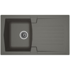 STRADOUR Evier cuisine a encastrer 1 bac + 1 égouttoir Arena - Résine - 86 x 50 cm - Gris béton STRADOUR Evier cuisine a encastrer 1 bac + 1 égouttoir Arena - Résine - 86 x 50 cm - Gris béton
