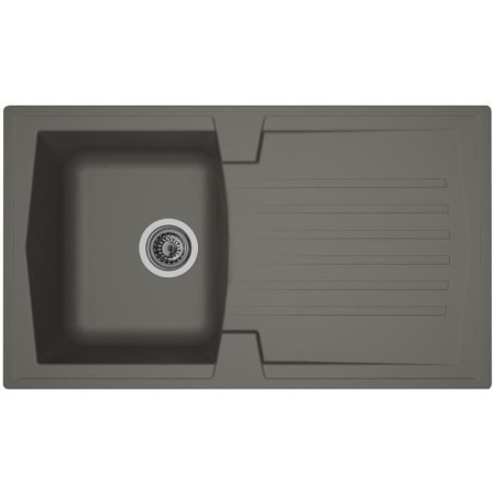 STRADOUR Evier cuisine a encastrer 1 bac + 1 égouttoir Arena - Résine - 86 x 50 cm - Gris béton