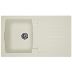 STRADOUR Evier cuisine a encastrer 1 bac + 1 égouttoir Arena - Résine - 86 x 50 cm - Blanc