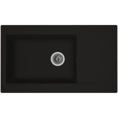 STRADOUR Evier cuisine a encastrer 1 grand bac + 1 égouttoir Einna - Résine - 86 x 50 cm - Noir