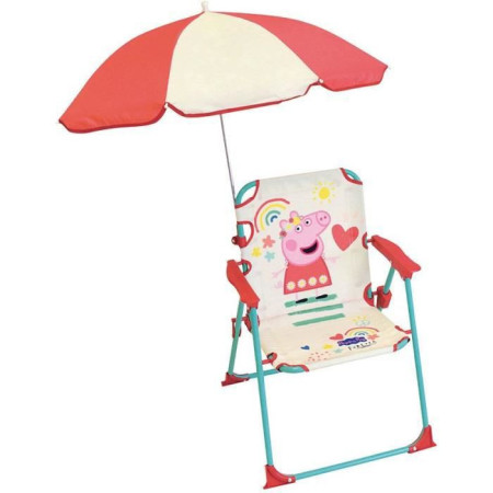 FUN HOUSE Peppa Pig Chaise pliante camping avec parasol - H.38.5 xl.38.5 x P.37.5 cm