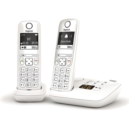 Téléphone Fixe AS690 A Duo Blanc - GIGASET - Sans fil - Répondeur 20 min - ID d'appel