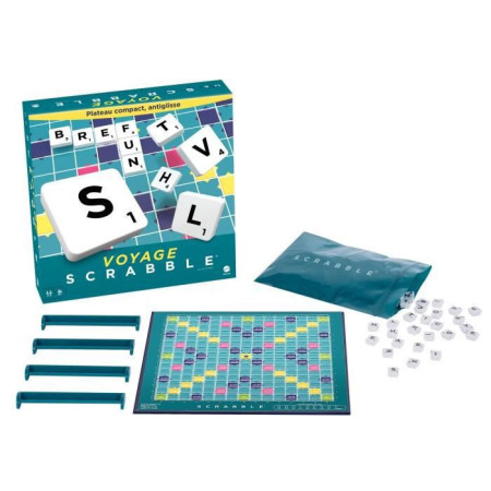Mattel Games - Scrabble Voyage - Jeu de société et de lettres - 2 a 4 joueurs - Des 10 ans