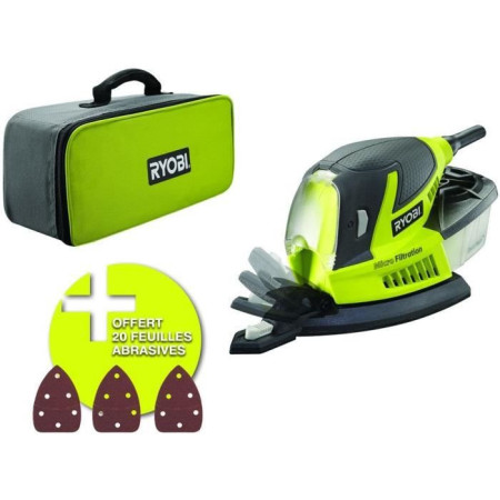 RYOBI - Ponceuse triangulaire 100 W - 12 000 osc/min - 169 x 100 mm - Livrée en sac d