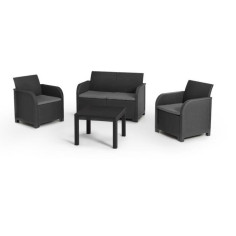 Salon de jardin en résine  Allibert by KETER - 4 personnes  SAN REMO  Gris graphite