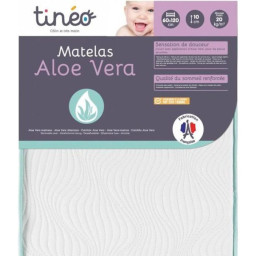 Matelas bébé 60x120x10cm Aloe vera - Peau Sensible - Propriétés Anti Bactériennes/All