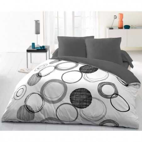 Parure de couette microfibre Audace - 1 housse de couette 220 x 240 cm + 2 taies d'oreiller 63 x 63 cm - Gris clair