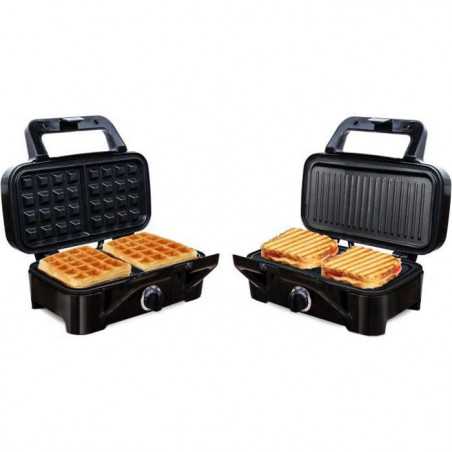 LITTLE BALANCE 8368 Speed'n Mixt 1200, Gaufrier & Grill 2 en 1, 1 plaque Gaufres, 1 plaque Gril interchangeables, 1200 W, Inox