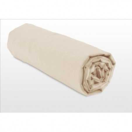 LOVELY HOME Drap housse 100% coton - 180 x 200 + Bonnet 30 cm - Beige clair