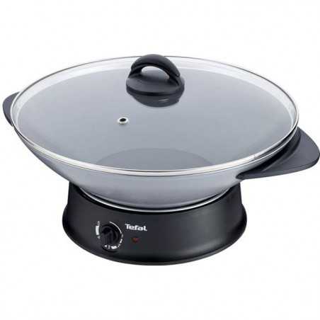 TEFAL Wok et appareil a fondue, Couvercle verre, Cuve et caquelon avec revetement antiadhésif, Maintien au chaud WK302013