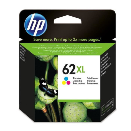 HP 62XL Cartouche d'encre trois couleurs grande capacité authentique (C2P07AE) pour O