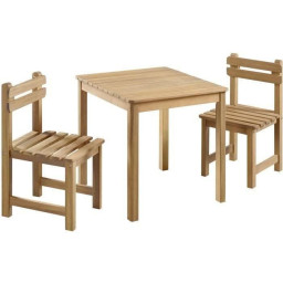 Ensemble repas de jardin pour enfant - 2 personnes - Table carrée 50 x 50 x 50 cm et