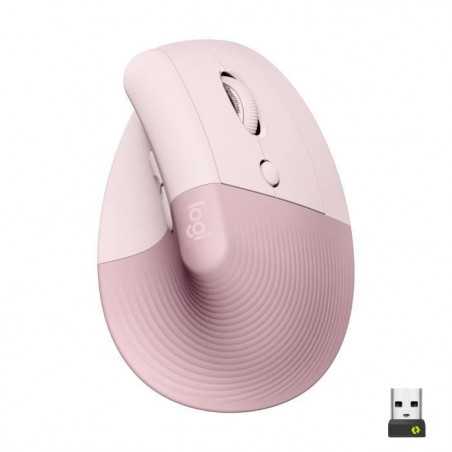 Souris Logitech Lift Ergonomique Verticale, Sans Fil, Silencieuse - Rose