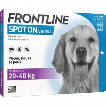 Frontline Spot On chien - Anti-puces anti-tiques pour chien L - 20-40kg - 6 pipettes
