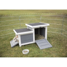 TRIXIE Clapier Habitat Natura - 70 x 43 x 45 cm - Avec deux entrées - Blanc et gris - Pour lapin TRIXIE Clapier Habitat Natura - 70 x 43 x 45 cm - Avec deux entrées - Blanc et gris - Pour lapin