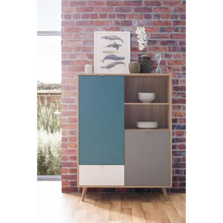  gris et bleu - Style scandinave - CUBA - L 103 x P 40 x H 139 cm