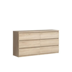 Commode CHELSEA 6 Tiroirs - Couleur chene - L 154 x P 42