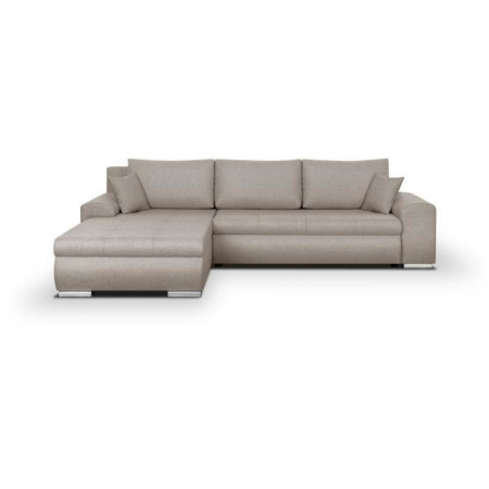 Canapé d'angle convertible réversible + coffre de rangement - Tissu Beige - L 289 x P