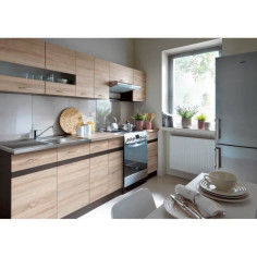 JUNONA Cuisine complete 2m40 avec éclairage LED - 7 éléments - Décor chene sonoma JUNONA Cuisine complete 2m40 avec éclairage LED - 7 éléments - Décor chene sonoma