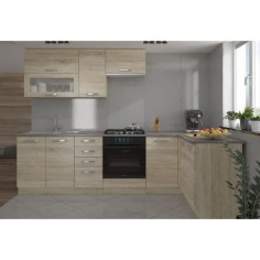 LASSEN Cuisine complete d'angle 240x165 cm avec plan de travail - Angle réversible -