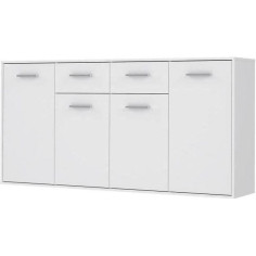 Buffet bas PILVI - 4 portes et 2 tiroirs - Blanc mat - L 162