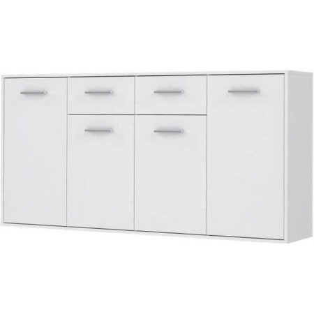 Buffet bas PILVI - 4 portes et 2 tiroirs - Blanc mat - L 162
