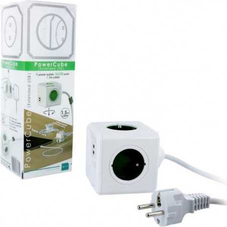 Bloc multiprise PowerCube Extended - POWERCUBE - 4 prises et 2 prises USB - câble 1,5m