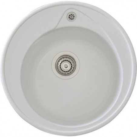 STRADOUR Evier a encastrer RONDA, en SMC BLANC UNI - 17, 1 bac, dim. Ø 49 cm, vidage manuel