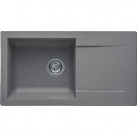 STRADOUR Evier a encastrer EINNA, en SMC GRIS BETON - 16, 1 bac, dim. 78 * 43,5 cm, vidage manuel