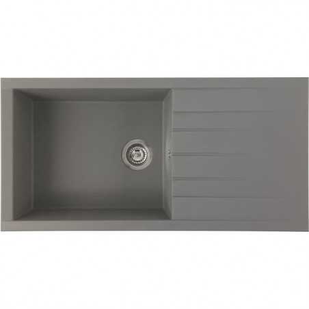 STRADOUR Evier a encastrer CUBE, en SMC GRIS BETON - 16, 1 bac, dim. 100 * 50 cm, vidage manuel