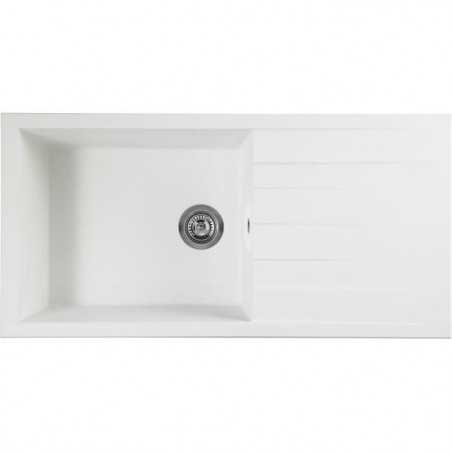 STRADOUR Evier a encastrer CUBE, en SMC BLANC UNI - 17, 1 bac, dim. 100 * 50 cm, vidage manuel