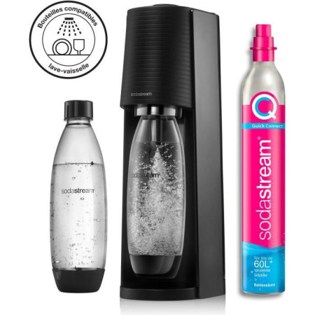 Machine a soda et eau gazeuse Sodastream TERRA Noire + 2 bouteilles compatibles Lave Vaisselle