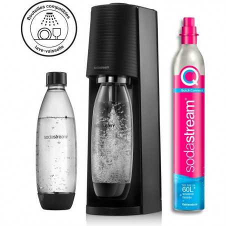 Machine a soda et eau pétillante SODASTREAM - TERRA Noire - 2 bouteilles compatibles lave-vaisselle - 1 recharge de gaz 60L