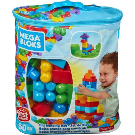 Mega Bloks - Sac Bleu 60 blocs - First Builders - jouet de construction - 1er age - 12 mois et +